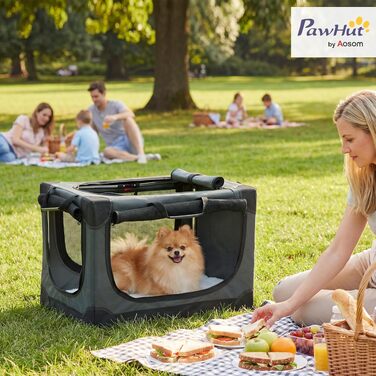 Переноска для собак PawHut 76x54x54 см, складна, з подушкою, водонепроникна, оксфорд 600D, для котів та собак до 20 кг, зелена