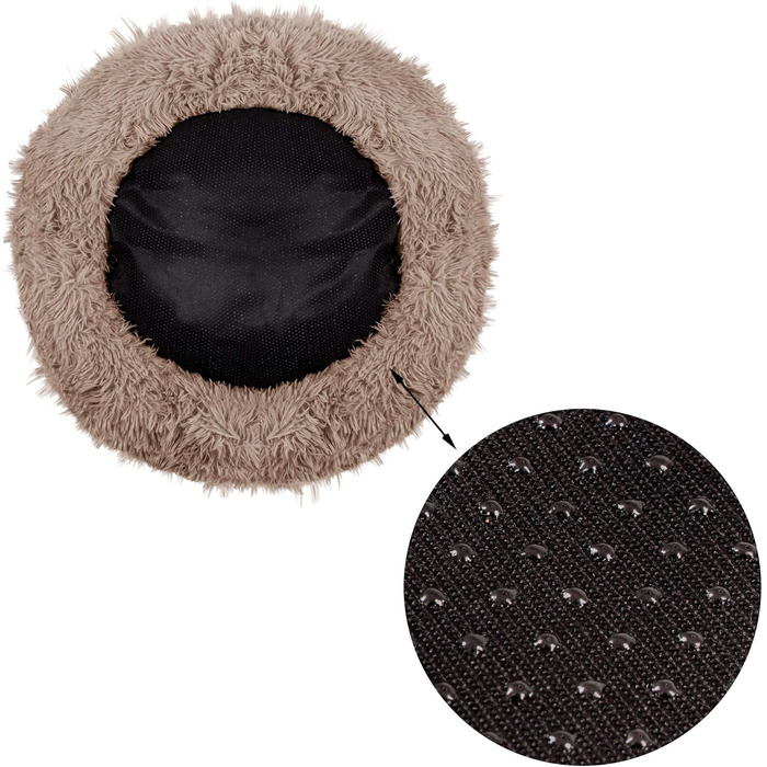 Кругле ліжко для собак Springos з антиковзною основою, м'яке та комфортне (40 см, світло-коричневе)