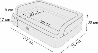 Ліжко для собак PillowPrim XXL 117x79 см, знімний чохол, бежеве, лежак для котів і собак, меблі для тварин