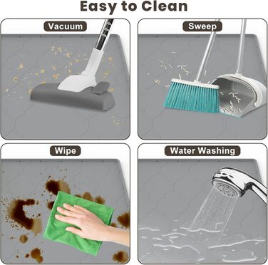 Силіконова килимок під лоток для котів, 86x56 см, вологостійкий, легко чиститься, не слизький, сірий