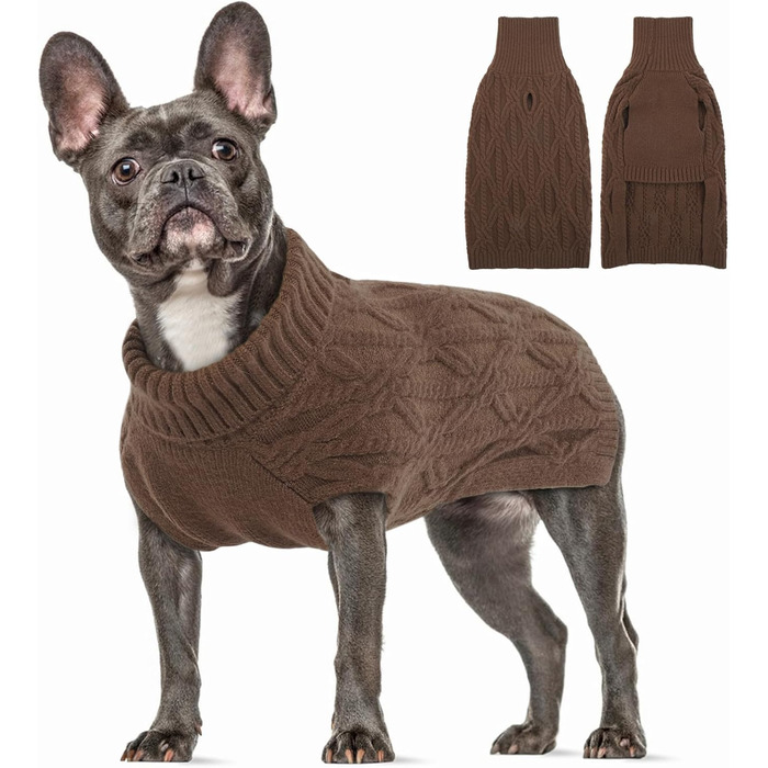Пуловер для собак, теплий зимовий одяг для собак, куртка, жилет, одяг для цуценят, пуловер для собак, зимовий пуловер для чихуахуа (M, коричневий)