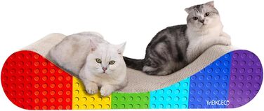 Котяче дряпальний аксесуар XXL - велика картонна панель для котів, 60x42x14 см, кольори веселки