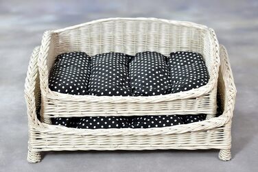 Корзина-ліжко для собак та котів з плетіння лози з м'яким лежаком (74x52x39 см, чорний)