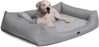 Ортопедичне ліжко для собак Tierlando® Ellen з матрацом з піною з пам'яті та текстурованою облямівкою. Розмір: 90x75 см, колір: тауп. Підходить для великих і маленьких собак.