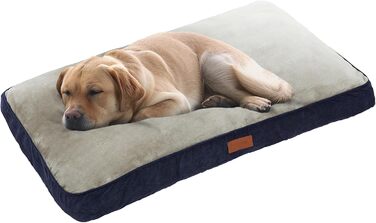Ліжко для собак Ellie-Bo XXL 117x75x10 см, м'який матрац, штучне хутро, велюр, поліестер, для великих кліток, синє/сіре, для дому, машинне прання