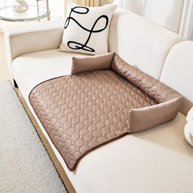 Охолоджуюче ліжко для собак, ліжко-софа для собак, 90х90 см, кавовий колір