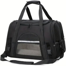 Сумка-переноска для котів та собак, до 6,8 кг, схвалена авіакомпаніями, складна та пральна, чорна