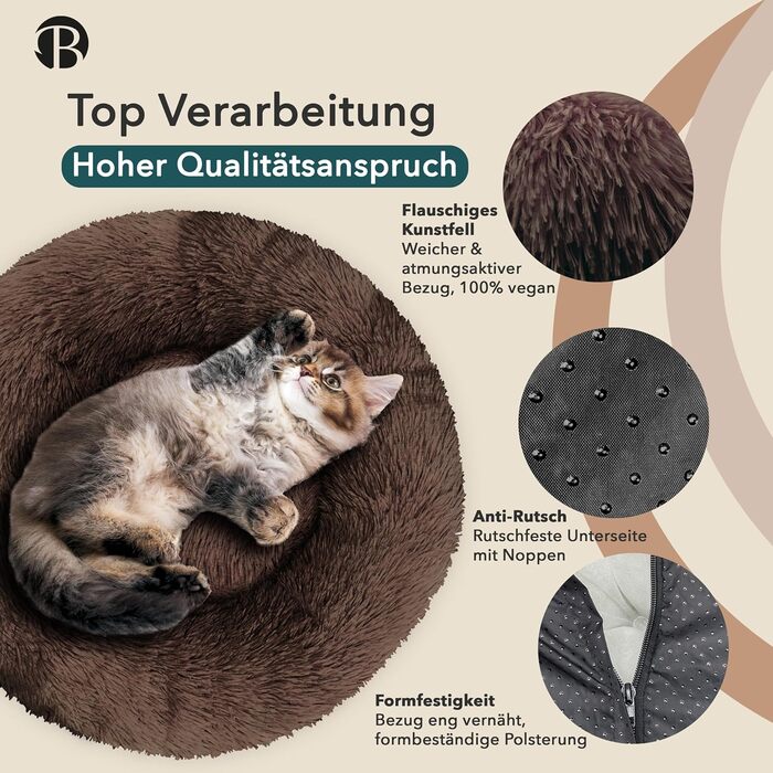 Кругле ліжко для собак середніх порід, 70 см. М'яке, зручне, з штучного хутра, знімний чохол, неслизьке, ергономічне.