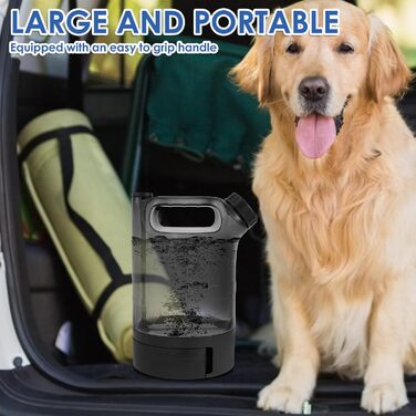 Водяна пляшка для собак об'ємом 2500 мл, портативна XXL велика, витокозахисна, для подорожей, парків, кемпінгу, походів (чорна)