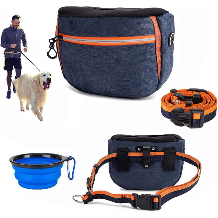 Сумка для корму для собак, сумка для ласощів, водонепроникна сумка для корму, сумка для ласощів, миска для їжі та подорожей, для тренувань собак та зберігання корму (Блакитна)