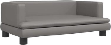 Крісло-ліжко для собак, м'яке ліжко для тварин, лежанка для маленьких собак та котів, штучна шкіра, 80 x 45 x 30 см, сірий колір