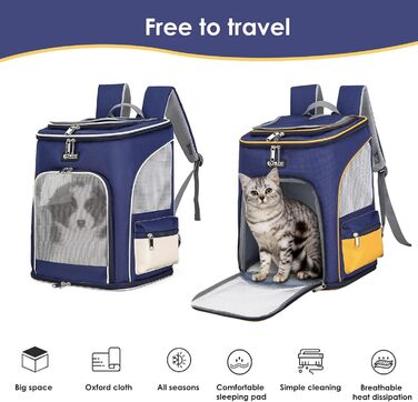 Рюкзак для собак та котів PETCUTE, дихаючий, з висувною підстилкою, прозоре вікно, складаний, з безпечним шнуром, для подорожей, Malachitgrün+Weiß