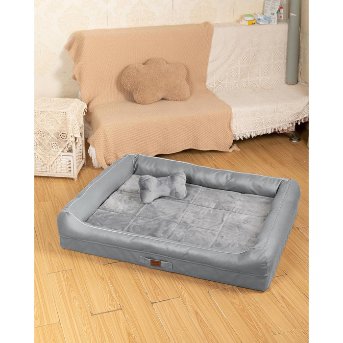 Лягушкове ліжко для собак Raikou з знімним подушкою, м'яке та миється – місце для сну, подушка для собак, собаче ліжко, лежанка для собак – високоякісне ліжко для тварин для вашого вірного компаньйона. (80 * 60 * 7см) (100*80*9см, світло-сірий)