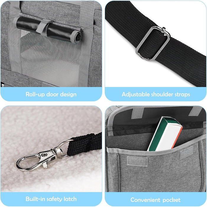 Переноска для тварин ALLSOPETS з колесами для котів та собак, схвалена для авіаперельотів, з висувним ручками, знімними колесами та плечовим ременем, портативна сумка для маленьких тварин (сіра)