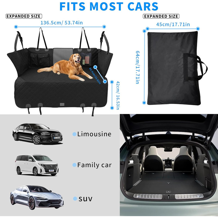 Накидка на сидіння автомобіля для собак BingoPaw, універсальна, водовідштовхувальна, антикіготок, з кріпленням для безпеки