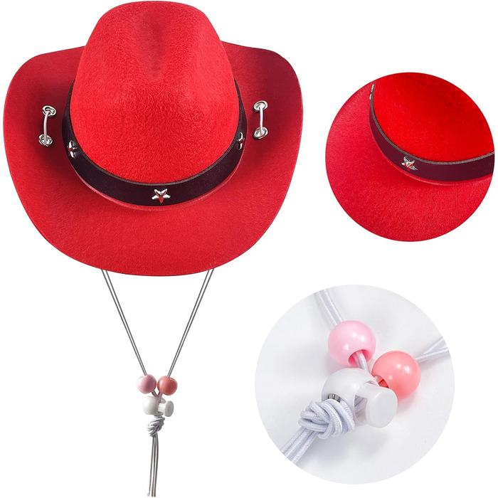 Ковбойський комплект для тварин: капелюх та бандана для собак та котів. Ідеально для святкування дня народження в мексиканському стилі та повсякденного носіння. Червоний, однотонний (Getaway Solids)