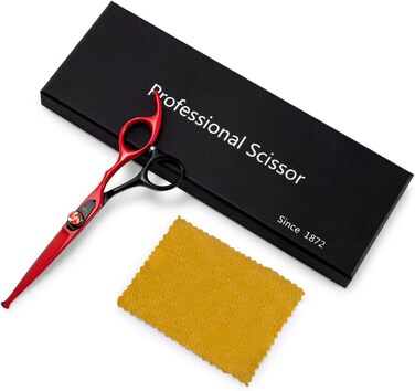 Професійна перукарська ножиця PURPLEBIRD 6 дюймів з нержавіючої сталі, безпечні закруглені кінчики, для дітей та початківців, ідеальний зріз вдома. Червоний