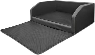 Преміум лежанка для собак Mayaadi-Home XL, 110x90x38 см | Лежанка в авто для собак з захисною ковдрою | Лежанка в багажник з штучної шкіри | Чорно-темно-сірий колір