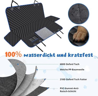 Накладка на сидіння автомобіля для собак SUPERWSLING, чорно-сіра, з захистом боків та сіткою, вологостійка, з ременями безпеки та захистом багажника