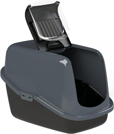 Туалет для котів PeeWee EcoHus чорний, закритий, з подвійним дном і роздільною системою