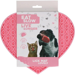 Килимок для тварин у формі серця, 19 x 23 см - Анти-сніф мат - повільний годівник - килимок для копання - 100% силікон - миється в посудомийній машині - для тварин - антиковзаючий миска - Рожевий, 19 x 23 см