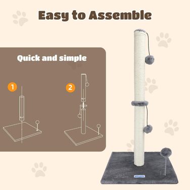 Котячий кігтетоп Nobleza, 80 см, сірий, з мотузкою та іграшкою