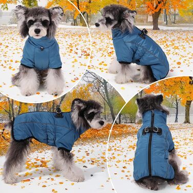 Теплий зимовий одяг для собак Savlot: водонепроникна куртка з флісовою підкладкою для малих, середніх та великих собак, XL, блакитна