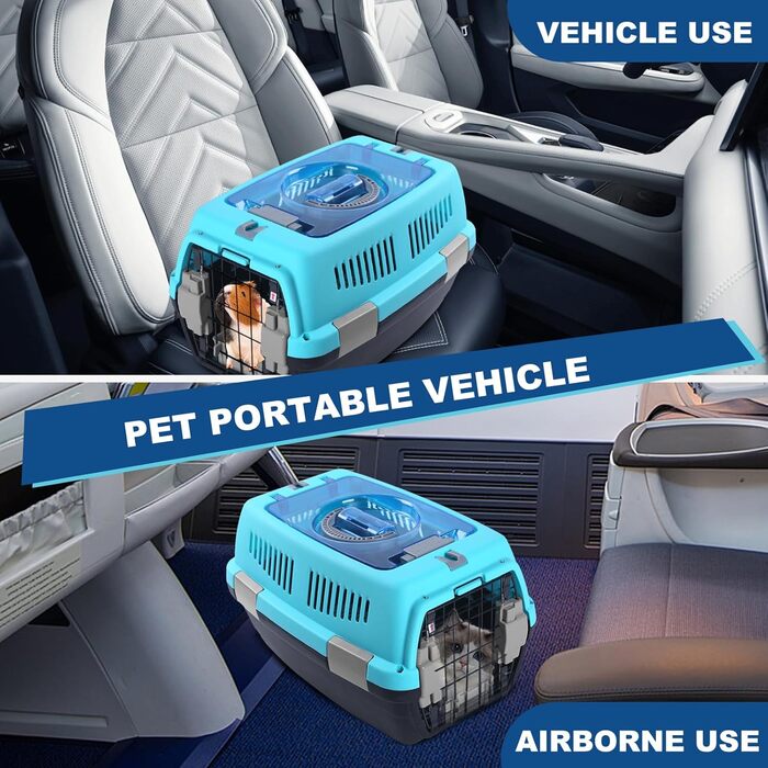 PETCUTE Транспортна переноска для собак та котів, 6 кг, блакитно-чорна