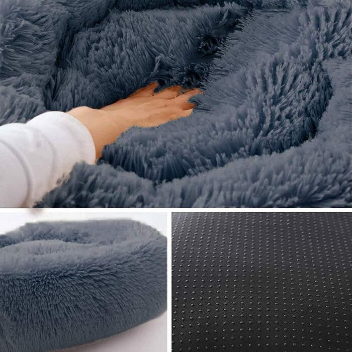 DEEN М'яке ліжко для котів та собак, кругла, 60 см, сірого кольору