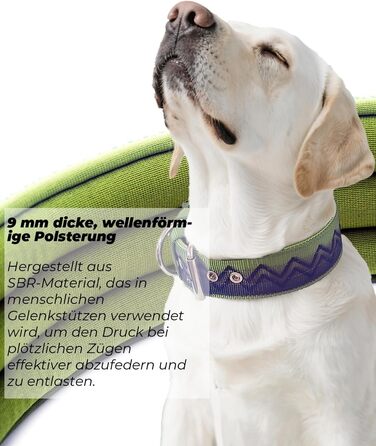 Нашийник для собак Premium NeckShield Kontroll – 5 см, з посиленим амортизуючим наповнювачем, сертифікована безпека SGS, професійний захист для великих і дуже великих собак, 50-58 см, колір Джунглі Ніч