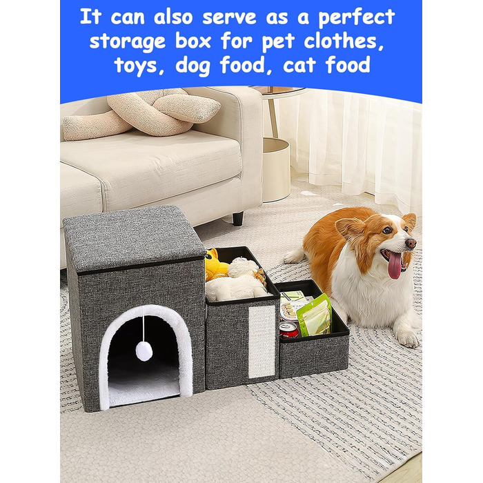 Сходинки для собак маленьких порід, 43 см, 3 сходинки, складаються, з которачкою, протиковзке покриття, до 50 кг, сірі