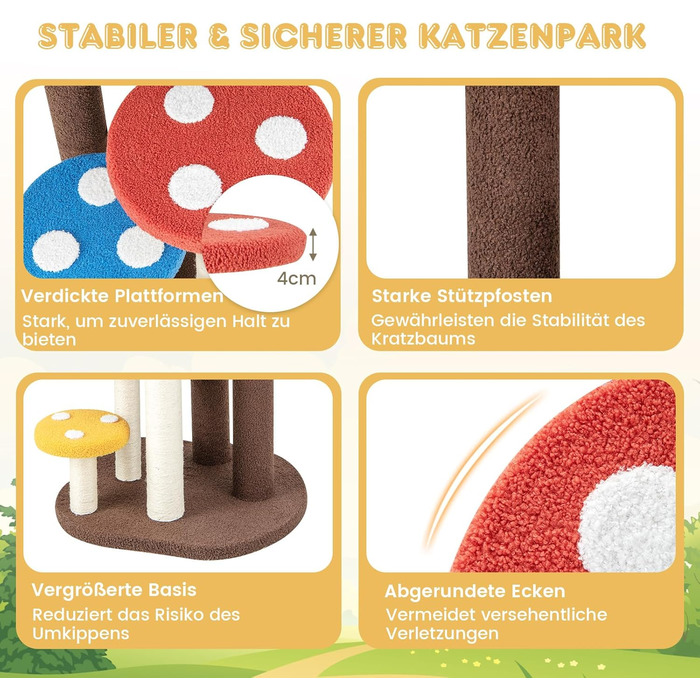 Дерев'яний кігтечка для котів Costway з печереєю та ігровим м'ячиком, 60x65x94 см, кольоровий