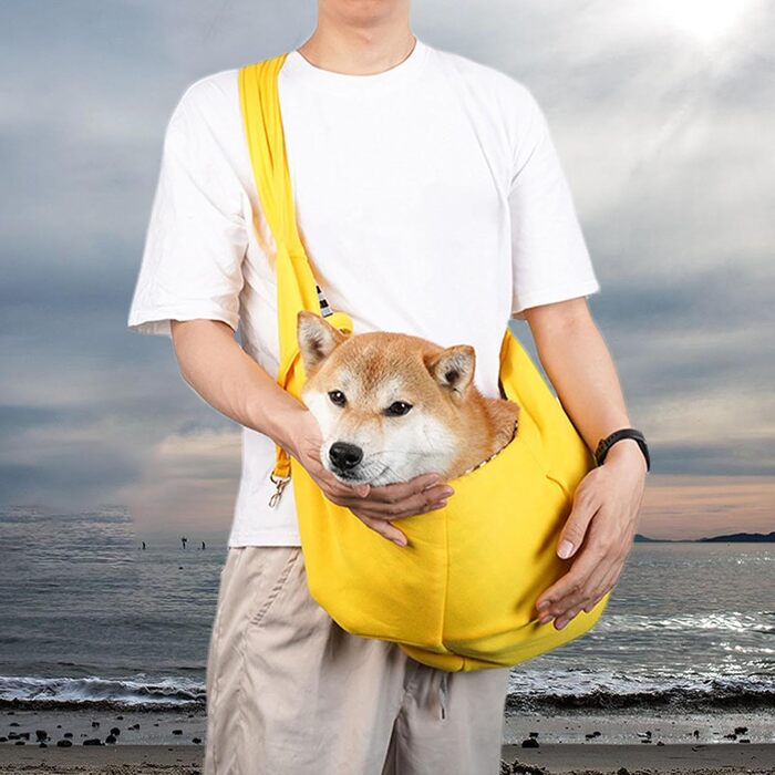 Жовта сумка-переноска для собак та котів Niesel, регульований ремінь, для маленьких тварин, для подорожей та прогулянок