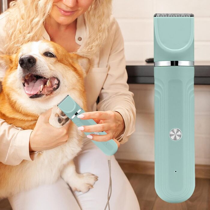 Набір для догляду за домашніми тваринами - набір для грумінгу собак 4-в-1, перезаряджувана регульована ножиці для цуценят вдома, зелений