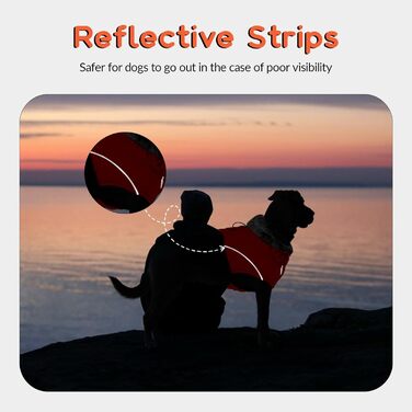 Зимовий одяг для собак, тепла куртка-жилет для великих собак, водонепроникна, з флісовою підкладкою, світловідбиваюча, з отвором для повідка (Помаранчевий, XL)