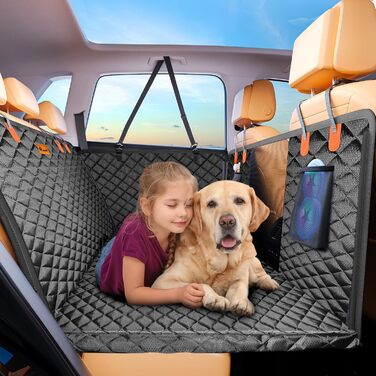 Накидка на сидіння автомобіля для собак JOEJOY, 147 x 73 см, чорна, водовідштовхувальна, захист від подряпин, з кріпленням для безпеки