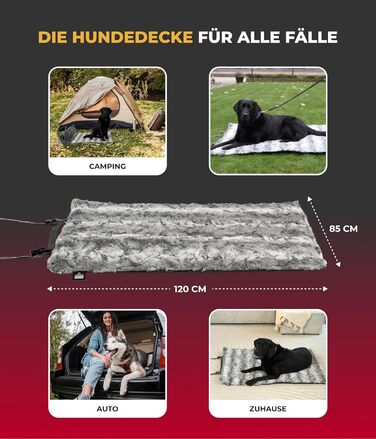 Німецька туристична ковдра для собак Outdoor, міцна та водонепроникна, 40°C, з наповнювачем 3 см (55x75 см, 85x120 см, Shadow)