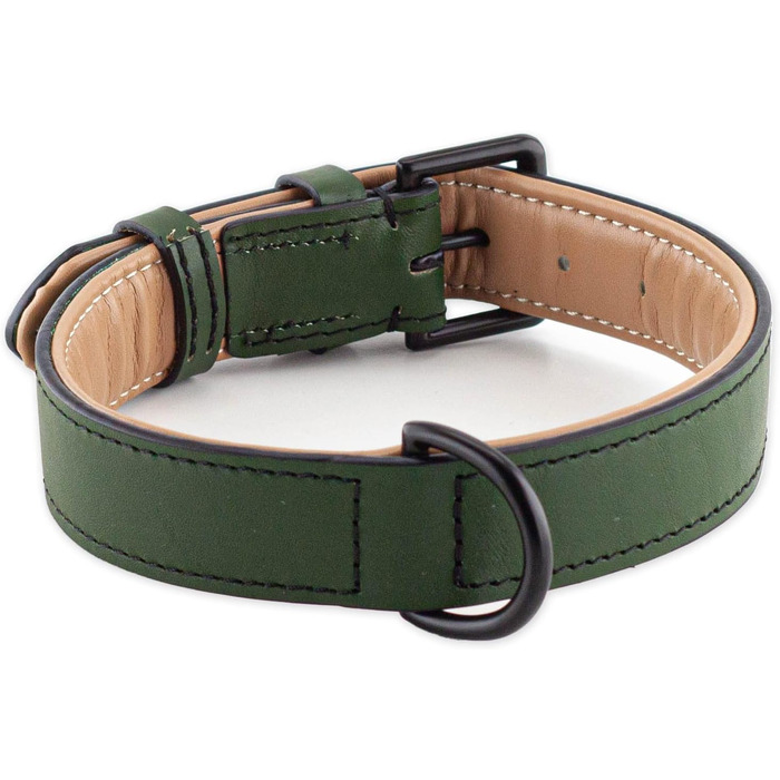Нашийник для собак Brute Strength з натуральної шкіри, темно-зелений (L, 46-53 см)