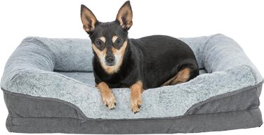 Ортопедичне ліжко для собак TRIXIE Vital Lino, сірий колір, 110 x 75 см. З Memory Foam, для літніх собак, суглобова підтримка. Артикул: 374052