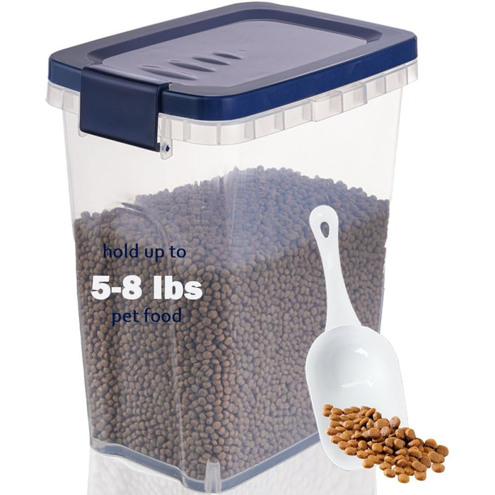 Контейнер для котячого корму на 3,6 кг, герметичний контейнер для корму котів та собак з мірною ложкою, BPA-free пластик, контейнер для зберігання корму для домашніх тварин, годівниця для котів та собак