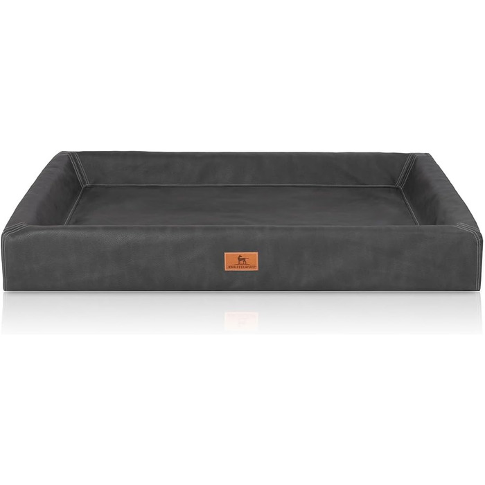 Ортопедичне ліжко для собак Knuffelwuff Austin з екошкіри, XXL, 120 x 100 см, чорне
