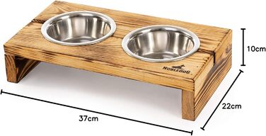 Набір мисок для собак Nobledog з нержавіючої сталі, миска для котів, піднята, дерев'яна, подвійний набір мисок, станція годування, тримач для мисок - об'єм: 2 x 0,3 л