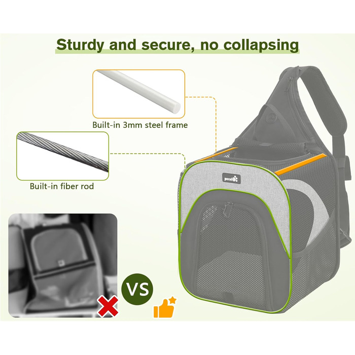 Транспортна сумка для кота Pecute: рюкзак для котів, чихуахуа, йоркширського тер'єра (до 3,5 кг), дихаюча, легка, складна