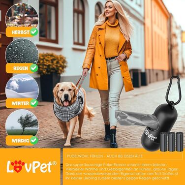 LOVPET® зимова куртка для собак 2XL, сіра, водонепроникна, утеплена, з вбудованим шлейкою, світловідбивачами, D-кільцем, 45 пакетів для прибирання та диспенсером