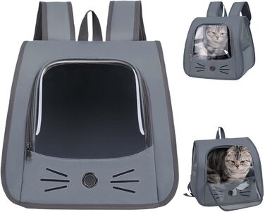 Сумка-переноска для котів та дрібних тварин, рюкзак-переноска з сіткою, сірий колір