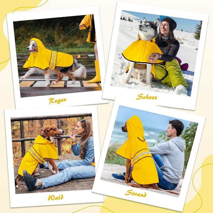 Водонепроникний дощовик для собак Weesiber з отвором для повідка, жовтий (S)