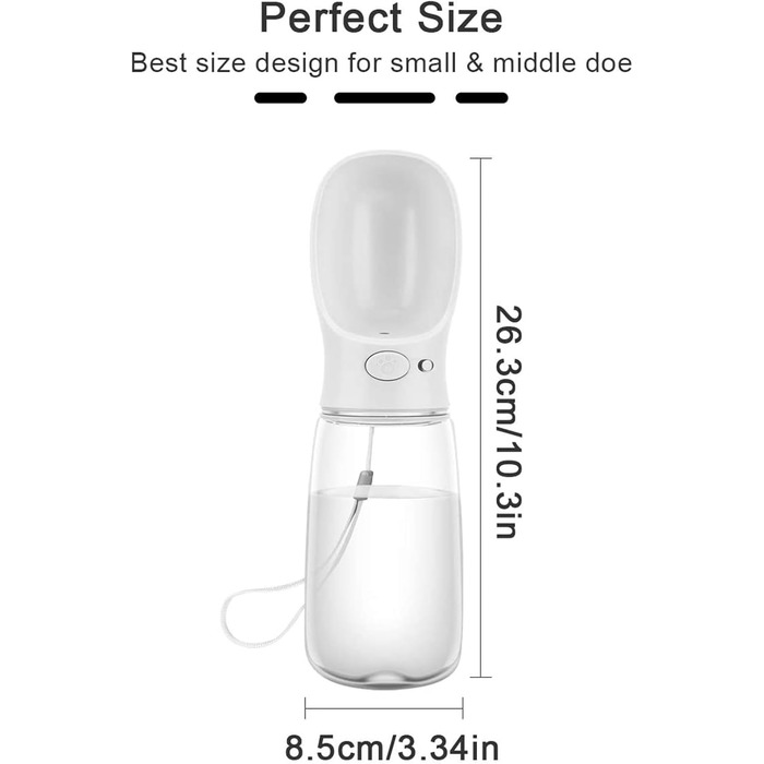 Турботрінка для собак на прогулянці, 550 мл, BPA-free, витоку, білий