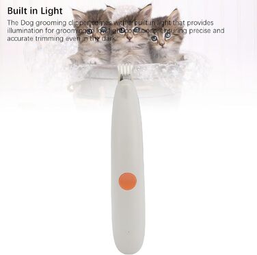 Бездротовий тример для собак з підсвічуванням, 2 швидкості, регульований, для грумінгу навколо очей, вух та мордочки (сіро-білий)