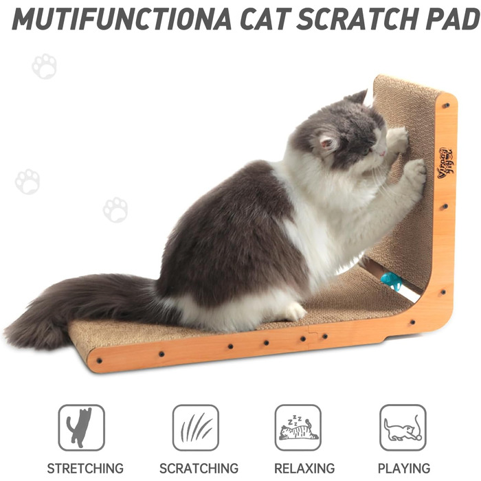 Вертикальний когтетоп для котів L-подібної форми, 23,6 дюйма, кріплення на стіну