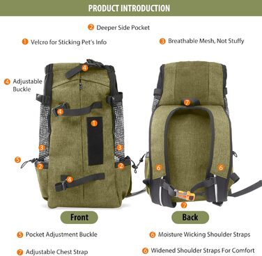 PETCUTE Рюкзак-переноска для собак і котів, рюкзак для подорожей, дихаюча сітка, до 10 кг, світло-коричневий